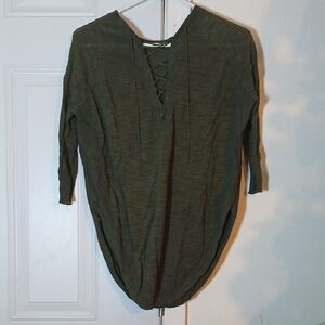 Express Olive Lace-Up Women's Tunic